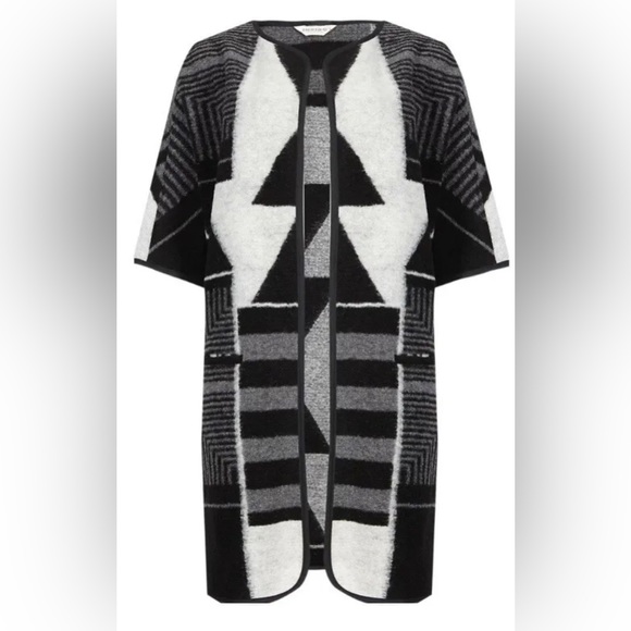 Jackets & Blazers - M&S INDIGO SPRING BNWOTBlack Grey Cream Cape Wrap Poncho Open-Sleeve Coat Jacket